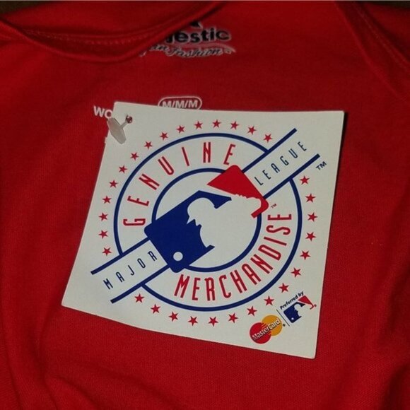 NWT Los Angeles Angels Women's Red V-neck Tee Size Medium Majestic MLB Baseball - Picture 7 of 9